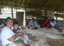 Tongan ladies weaving pandanus mats in Niuatoputapu